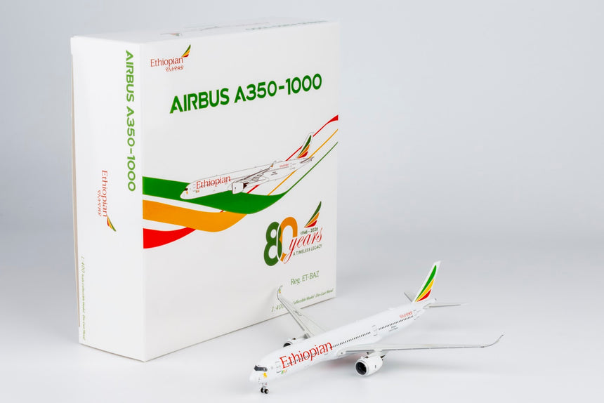 NG Models Ethiopian Airlines Airbus A350-1000 ET-BAZ (with 80th anniversary stickers) 1/400 Aircraft Scale Model