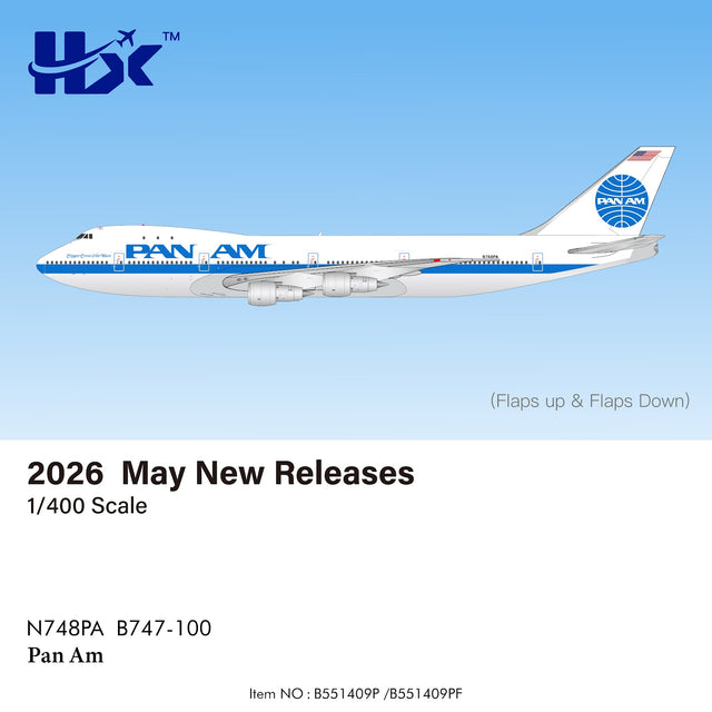 HX Models Pan Am Boeing 747-100 Clipper Crest of the Wave N748PA 1/400