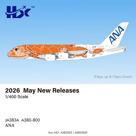 HX Models ANA Airbus A380 JA383A Flying Honu-Lani Orange Turtle 1/400