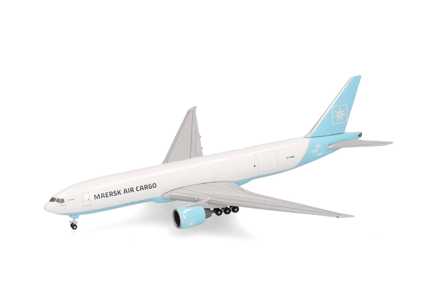 Herpa Maersk Air Cargo Boeing 777F – OY-MAC "Maersk Swan" 1/500 Aircraft Scale Model