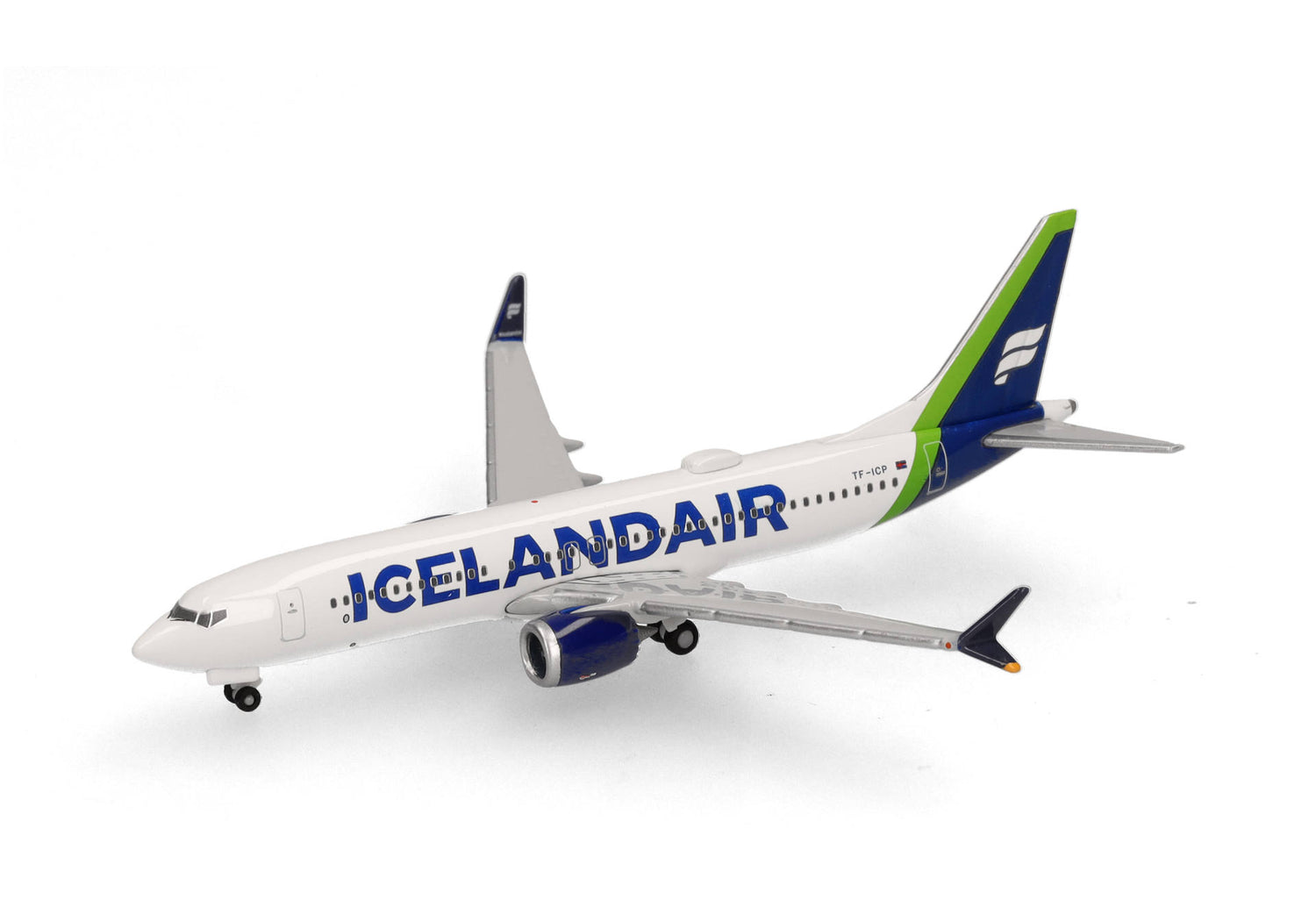 Herpa Icelandair Boeing 737 Max 8 - Green Tail Stripe - TF-ICP "Landmannalaugar" 1/500 Scale