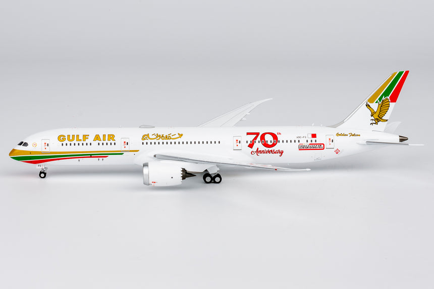 NG Models Gulf Air Boeing 787-9 Dreamliner A9C-FG (1976 retro cs, "70 Years" sticker) 1/400 Aircraft Scale Model