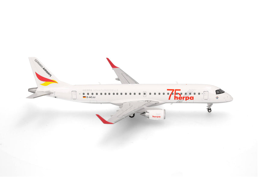 Herpa German Airways Embraer E190 "Herpa 75 Years" 1/200 Aircraft Scale Model