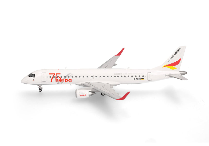 Herpa German Airways Embraer E190 "Herpa 75 Years" 1/200 Aircraft Scale Model