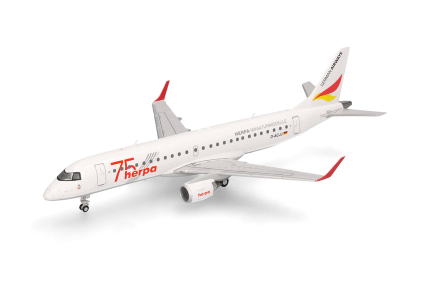 Herpa German Airways Embraer E190 "Herpa 75 Years" 1/200 Aircraft Scale Model
