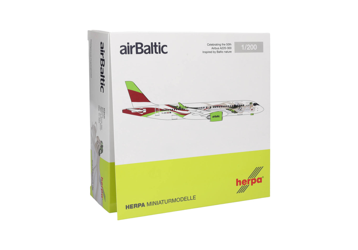 Herpa airBaltic Airbus A220-300 "50th A220" – YL-ABX 1/200 Aircraft Scale Model