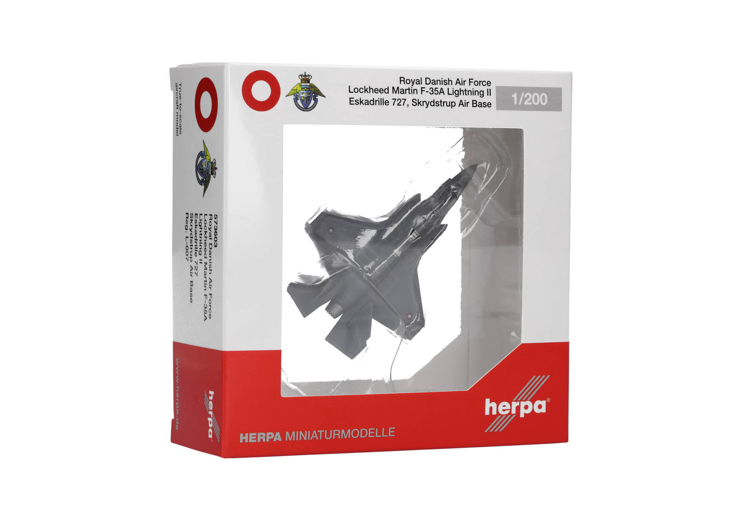 Herpa Royal Danish Air Force Lockheed Martin F-35A Lightning II - Eskadrille 727, Skrydstrup AB - L-007 1/200 Scale
