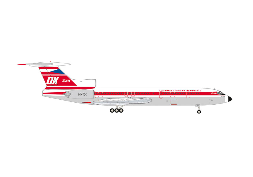 Herpa CSA Czechoslovak Airlines Tupolev TU-154M – OK-TCC "Teplice" 1/200 Aircraft Scale Model