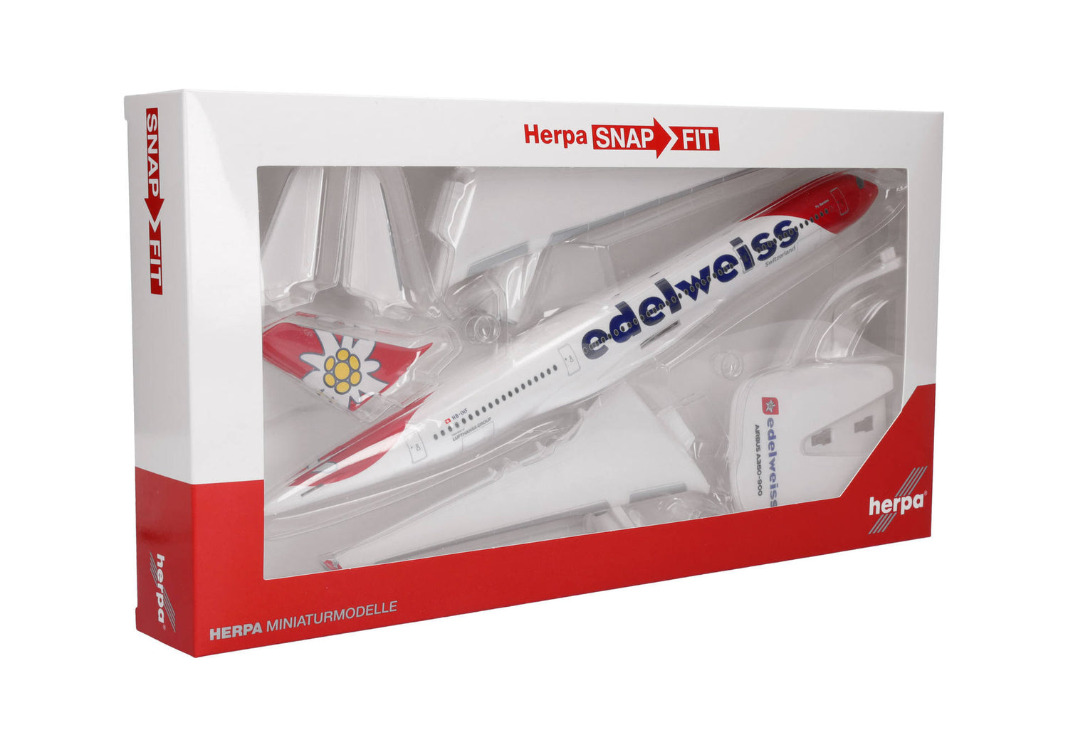 Herpa Snap Fit Edelweiss Air Airbus A350-900 – HB-IHF "Piz Bernina" 1/200 Scale