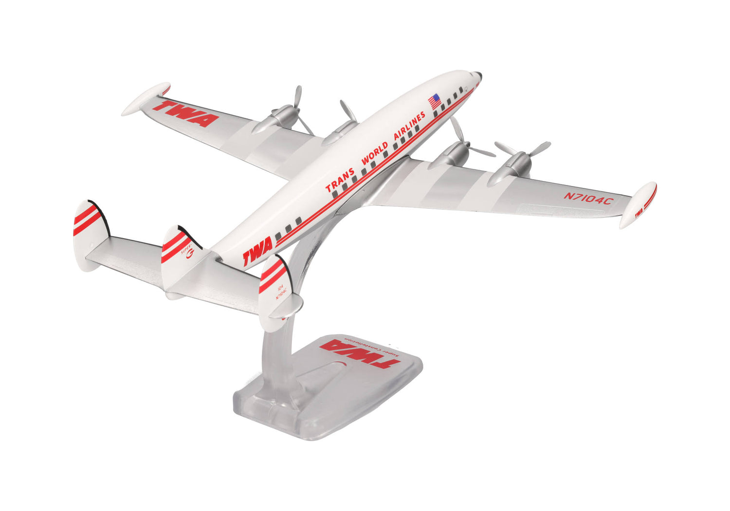 Herpa Snap Fit TWA Trans World Airlines Lockheed L-1049G Super Constellation - N7104C 1/125 Scale