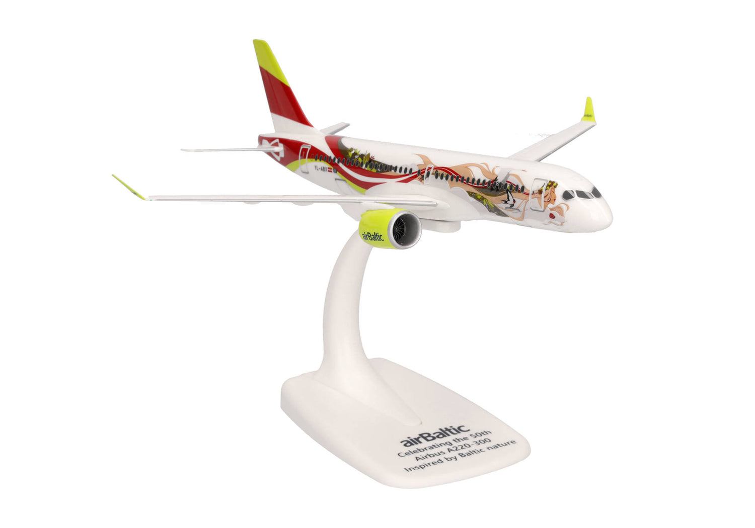 Herpa Snap Fit airBaltic Airbus A220-300 "50th A220" - YL-ABX 1/200 Scale
