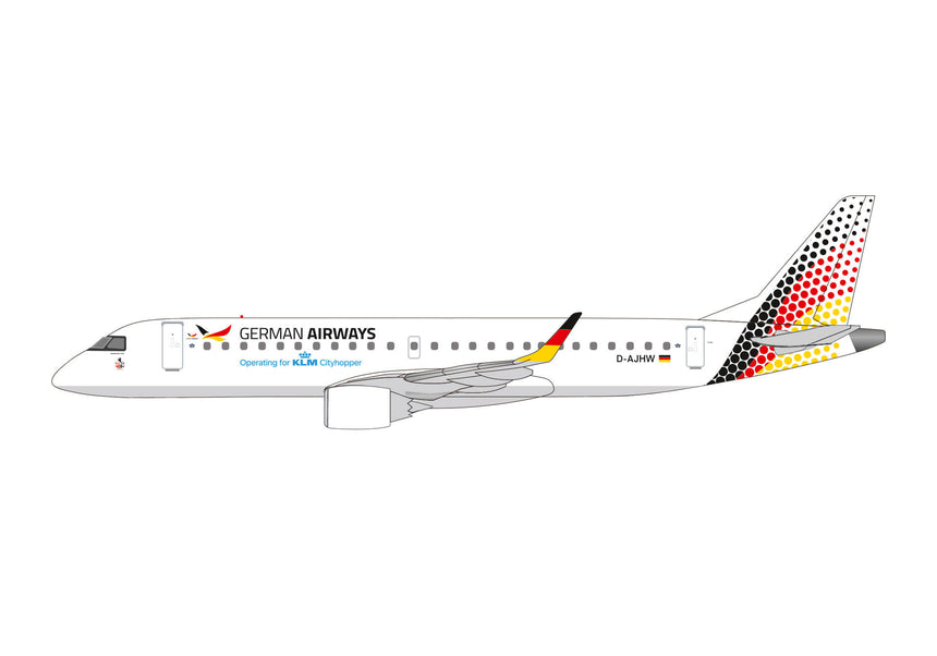 Herpa Snapfit German Airways Embraer E190 - new (2025) colors – D-AJHW 1/100 Aircraft Scale Model