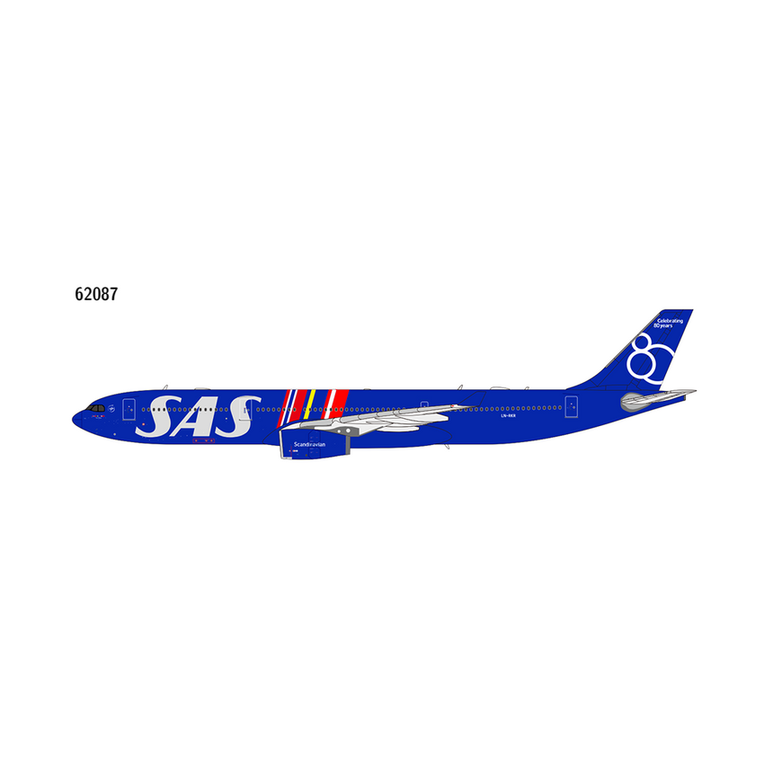 NG Models SAS Scandinavian Airlines Airbus A330-300 LN-RKR Celebrating 80 Years Livery 1/400 Aircraft Scale Model