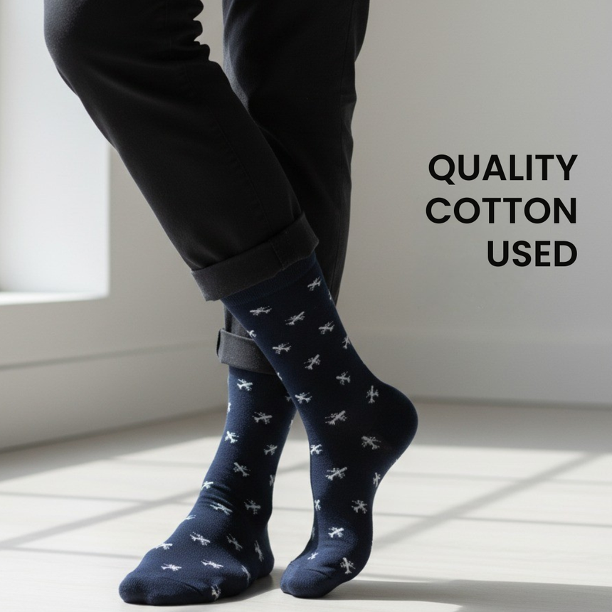 Funny Plane Socks - Funny Aeroplane Gift - 1 Pair, Size 8-11 UK and 42-46 EU