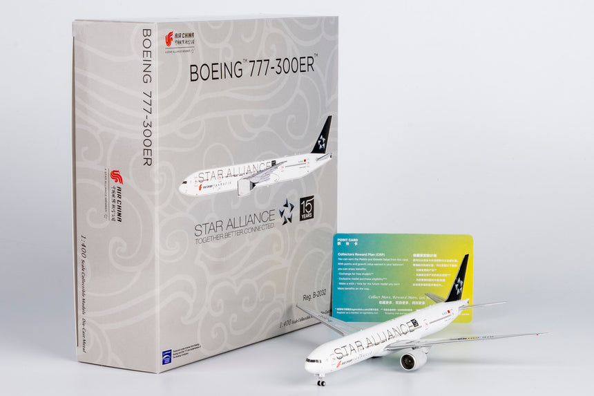 NG Models Air China Star Alliance; (with 15 Years Anniversary sticker) Boeing 777-300ER B-2032 1/400 Scale