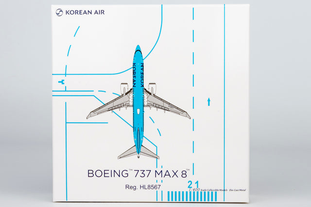 NG Models Korean Air Boeing 737 MAX 8 HL8567 (Korean Air's first 737-8 in 2025's new standard livery) 1/400 Aircraft Scale Model