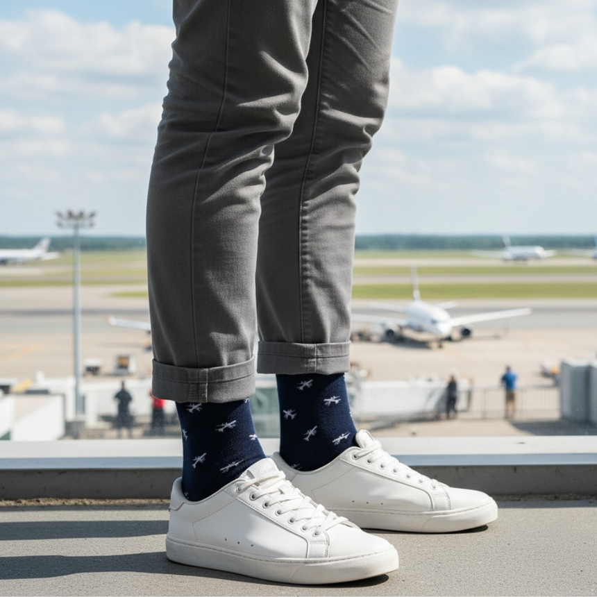 Funny Plane Socks - Funny Aeroplane Gift - 1 Pair, Size 8-11 UK and 42-46 EU