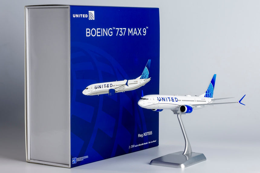 NG Models United Airlines Boeing 737 MAX 9 N37555(Blue Evolution livery; with metal stand) 1/200 Scale