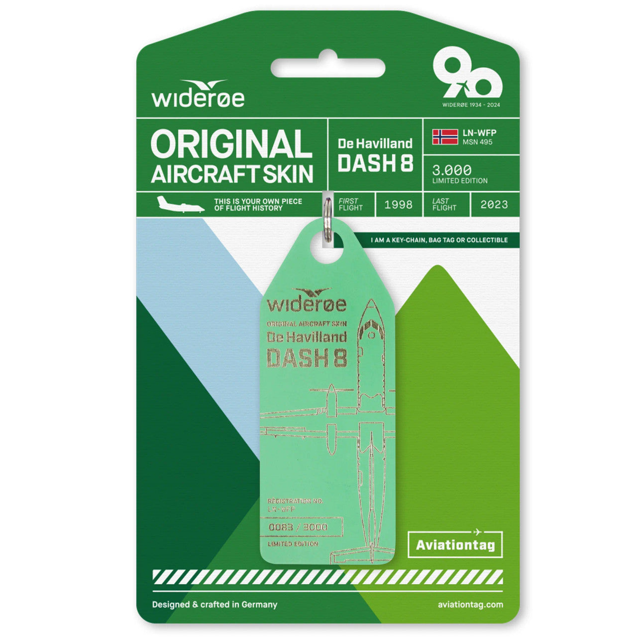 AviationTag Wideroe Dash 8 - LN-WFP Light Green