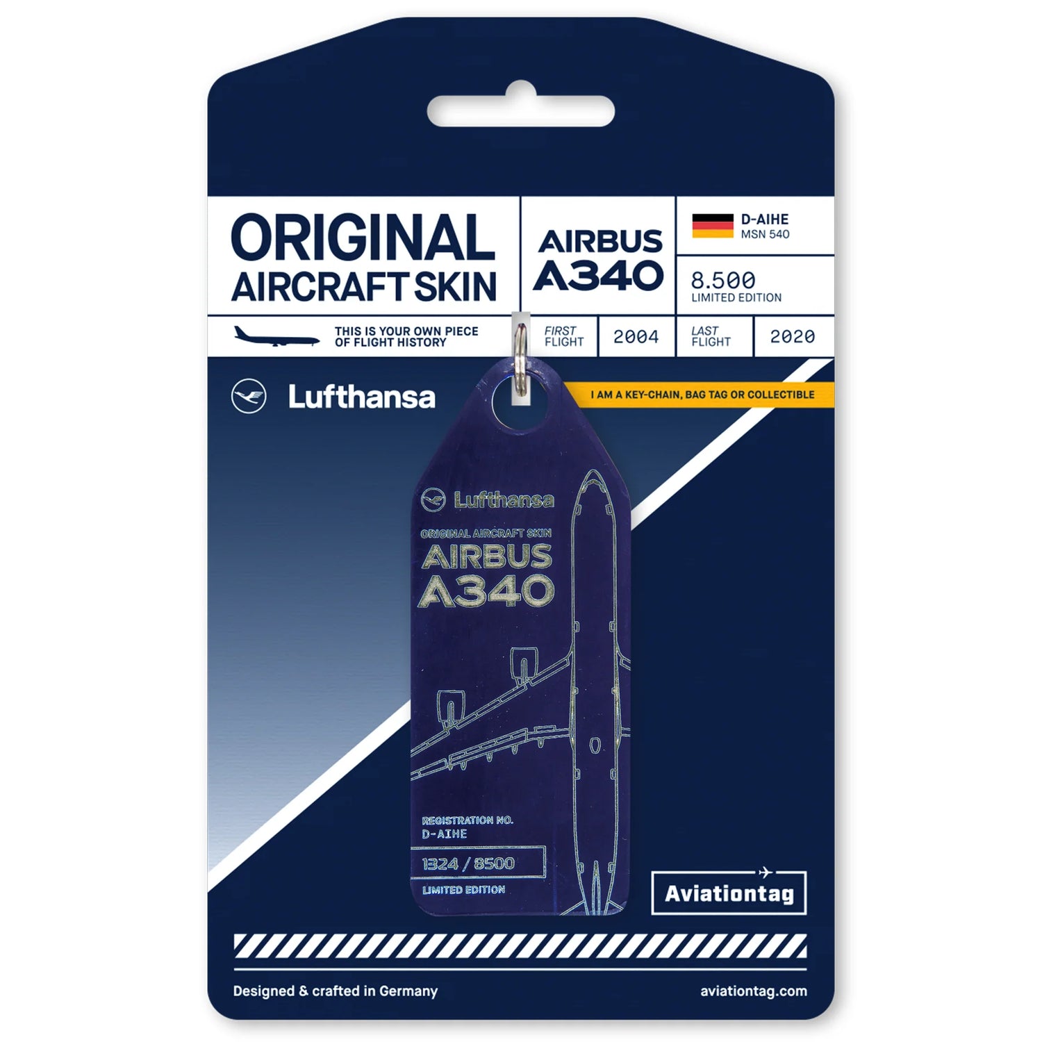 AviationTag Lufthansa Airbus A340 - D-AIHE Blue
