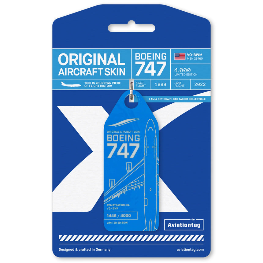 AviationTag JetOneX Boeing 747 - VQ-BWM Blue