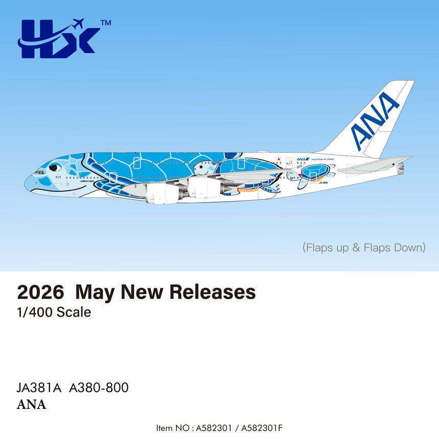 HX Models ANA Airbus A380 "Flying Honu-Lani (Blue Turtle)" JA381A 1/400 Aircraft Scale Model