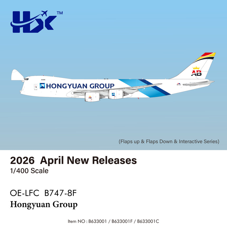 HX Models Hongyuan Group Boeing 747-8F OE-LFC “Interactive Series" 1/400 Aircraft Scale Model