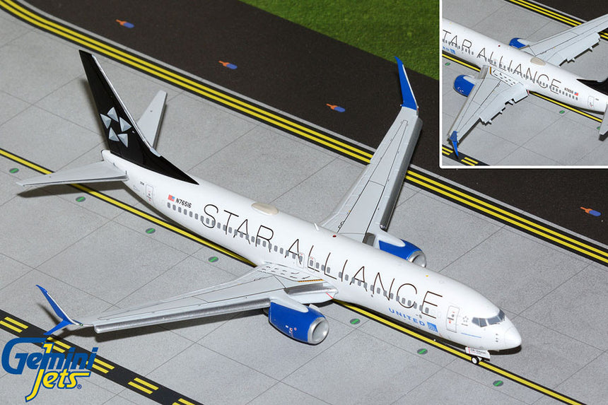 GeminiJets United Airlines Boeing B737-800W N76516 “Star Alliance” Livery (Flaps Down) 1/200 Scale