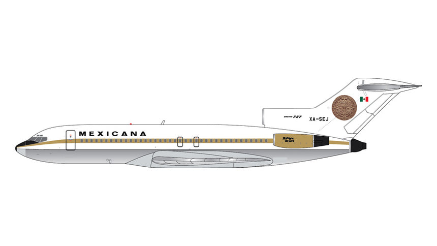 GeminiJets Mexicana Airlines Boeing B727-100 XA-SEJ "Azteca De Oro" (Polished Belly) 1/400 Aircraft Scale Model