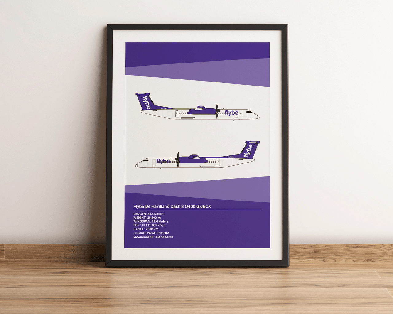 Flybe Dash 8 Q400 G-JECX A3 Portrait Poster