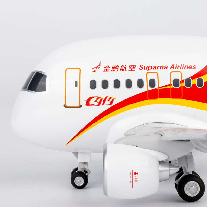 CUMO Wings C919 Cute Aircraft Model – Suparna Airlines Special Edition Snap-Fit ABS Collectible with Display Stand 10.5×12.5×7.5 cm