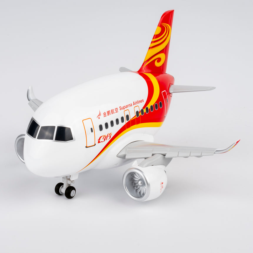 CUMO Wings C919 Cute Aircraft Model – Suparna Airlines Special Edition Snap-Fit ABS Collectible with Display Stand 10.5×12.5×7.5 cm