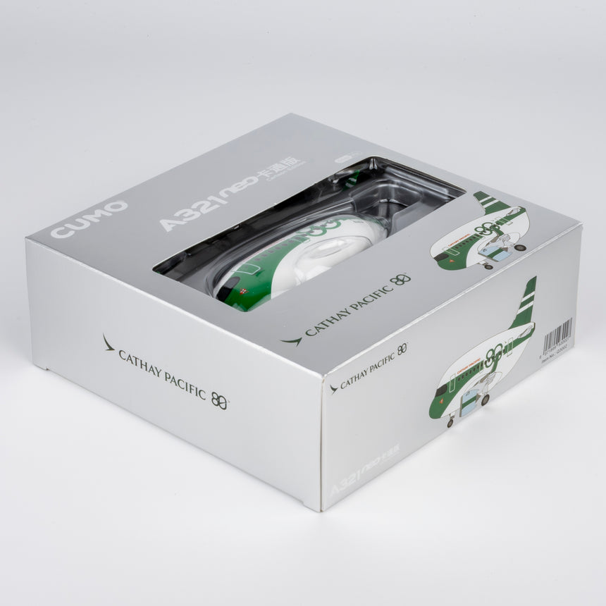 CUMO Wings Airbus A321neo Cute Aircraft Model – Cathay Pacific 80th Anniversary Retro Livery - Snap-Fit ABS Collectible with Display Stand 10.5×12.5×7.5 cm