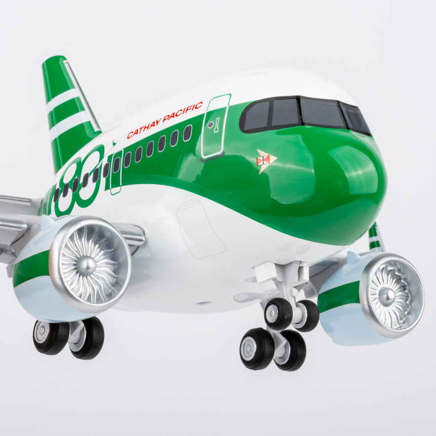 CUMO Wings Airbus A321neo Cute Aircraft Model – Cathay Pacific 80th Anniversary Retro Livery - Snap-Fit ABS Collectible with Display Stand 10.5×12.5×7.5 cm