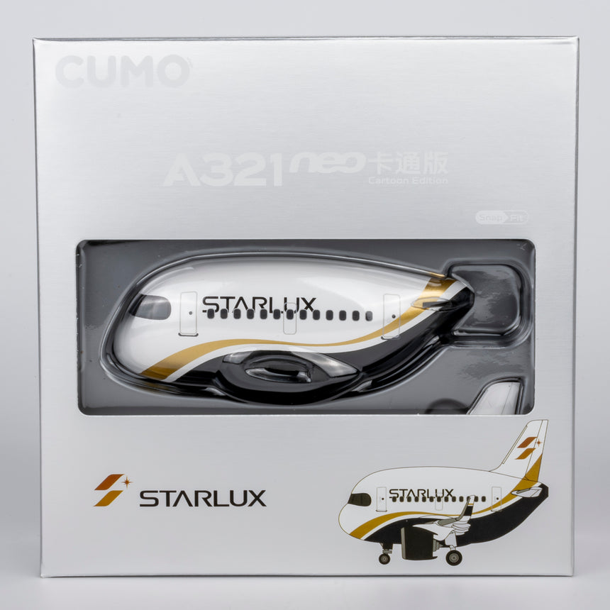 CUMO Wings Airbus A321neo Cute Aircraft Model – STARLUX Airlines Edition - Snap-Fit ABS Collectible Airplane with Display Stand 10.5×12.5×7.5 cm