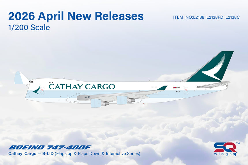 SQ Wings Cathay Pacific Boeing B747-400F B-LID 1/200 Aircraft Scale Model