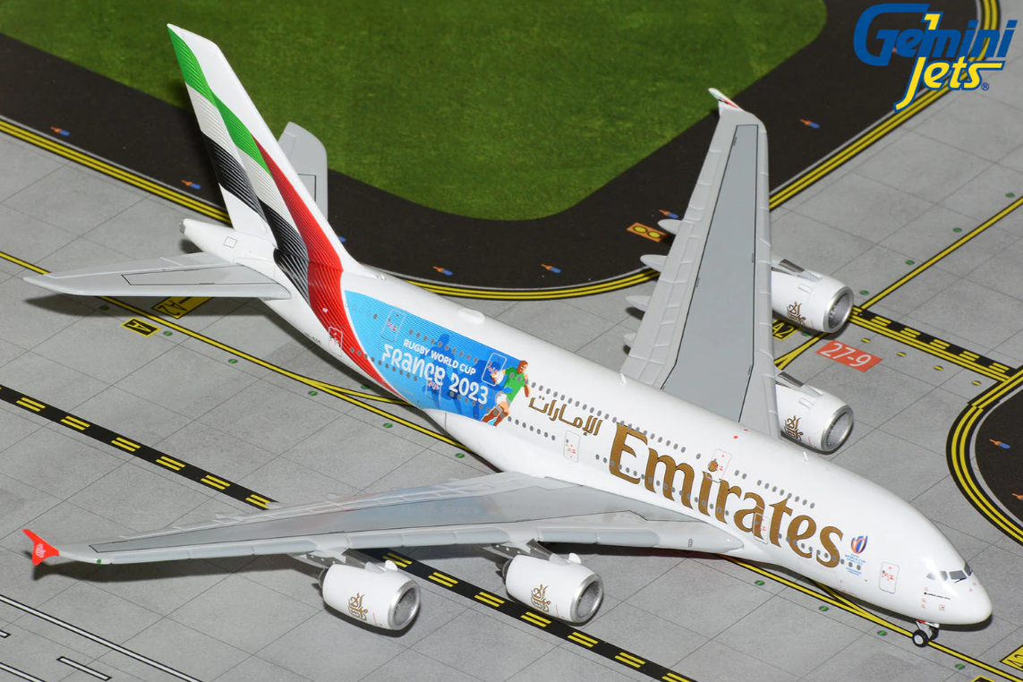 GeminiJets Emirates Airbus A380 A6-EOE "Rugby World Cup 2023" 1/400 Aircraft Scale Model