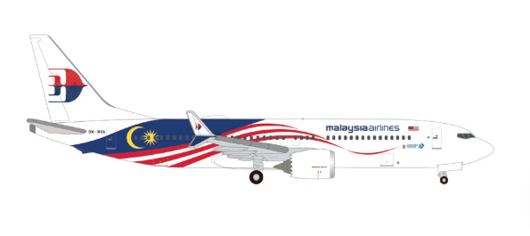 Herpa Malaysia Airlines Boeing 737 Max 8 – 9M-MVA 1/500 Scale