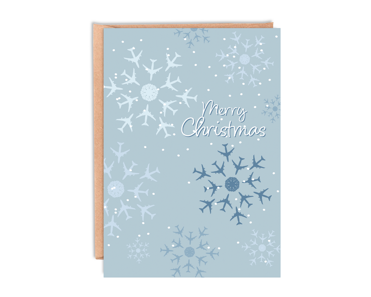 Airplane Snowflakes Christmas Card With Envelope