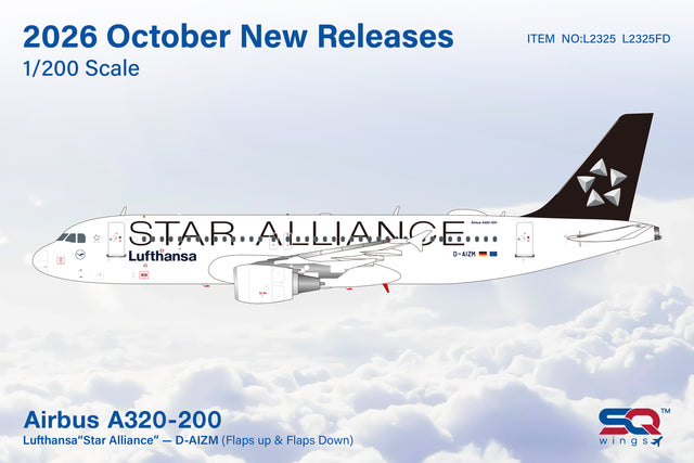 SQ Wings Lufthansa Airbus A320 D-AIZM Flaps Down "Star Alliance" 1/200 Aircraft Scale Model