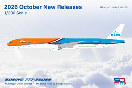 SQ Wings KLM Boeing B777-300ER PH-BVA Flaps Down "OrangePride" 1/200 Aircraft Scale Model