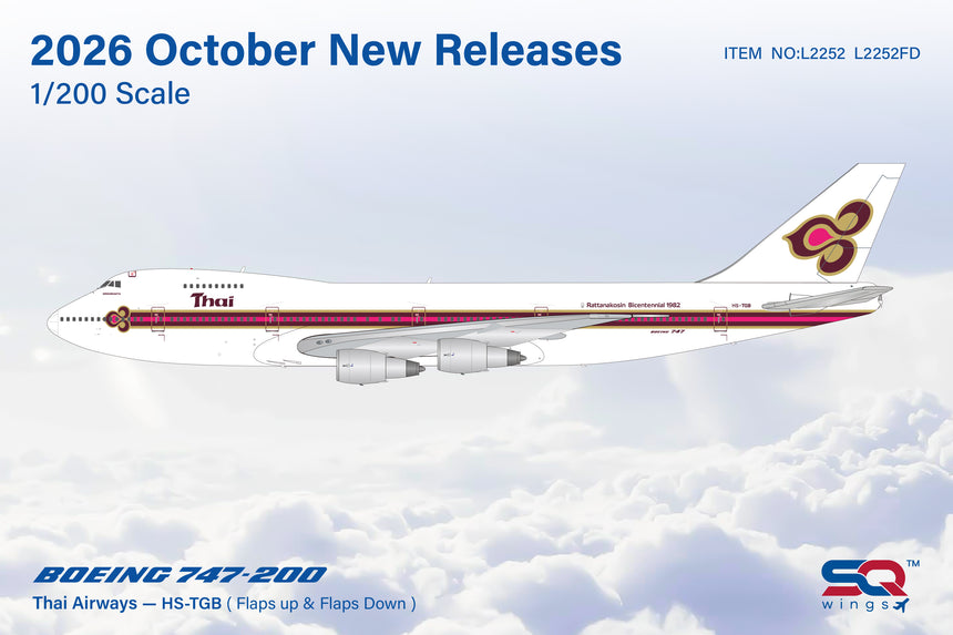 SQ Wings Thai Airways Boeing B747-200 HS-TGB Flaps Down 1/200 Aircraft Scale Model