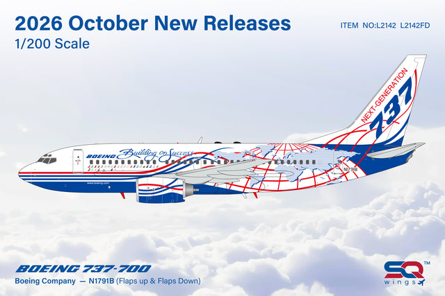 SQ Wings Boeing Company Boeing B737-700 N1791B House Livery 1/200 Aircraft Scale Model