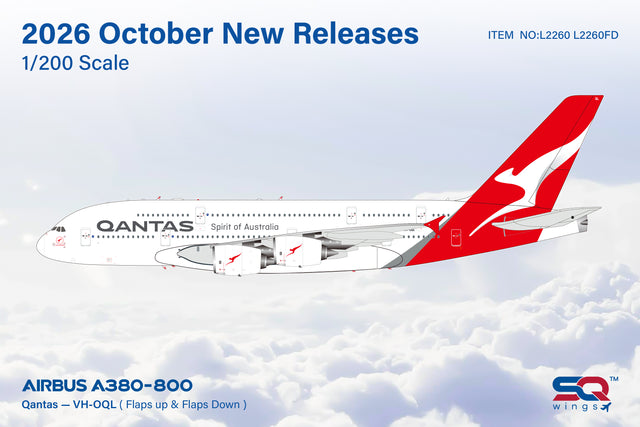 SQ Wings Qantas Airbus A380 VH-OQL 1/200 Aircraft Scale Model