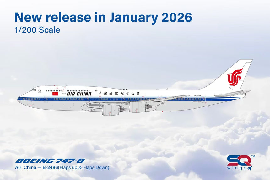 SQ Wings Air China Boeing B747-8 B-2486 1/200 Aircraft Scale Model