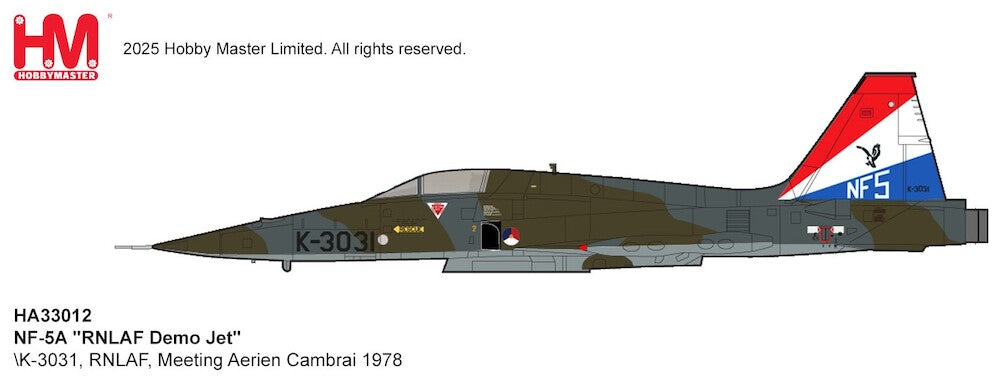 Hobby Master NF-5A "RNLAF Demo Jet" K-3031, RNLAF, Meeting Aerien Cambrai 1978 1/72 Aircraft Scale Model