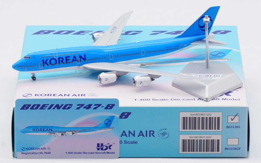 HX Models Korean Air Boeing B747-8 HL7638 "NEW Livery "Standard Version 1/400 Aircraft Scale Model