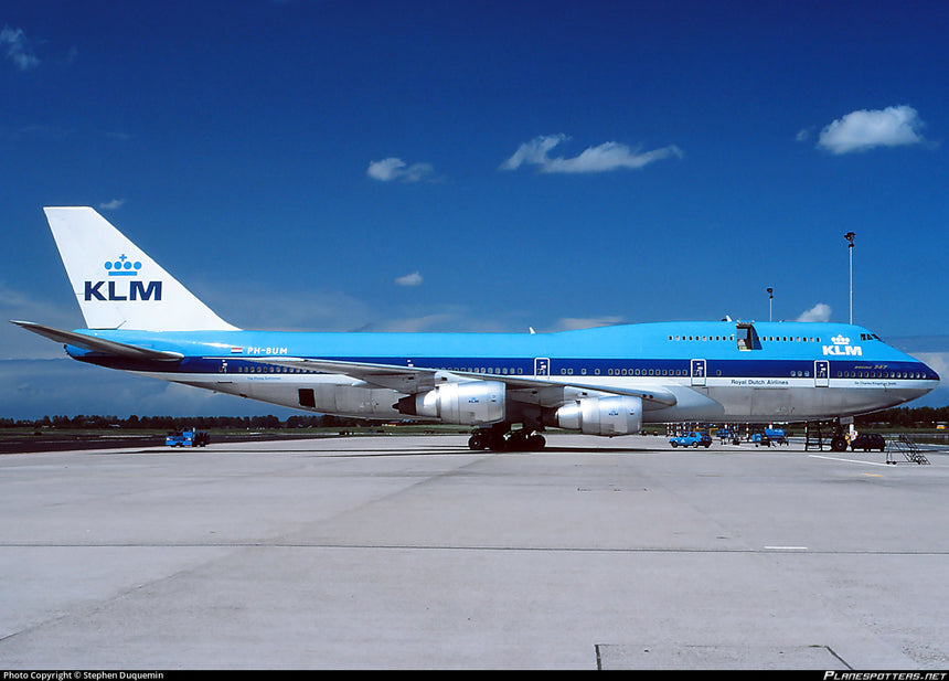 SQ Wings KLM "The World Is Just a Click Away!" / "Flaps Down" Boeing B747-200 PH-BUM 1/200 Aircraft Scale Model