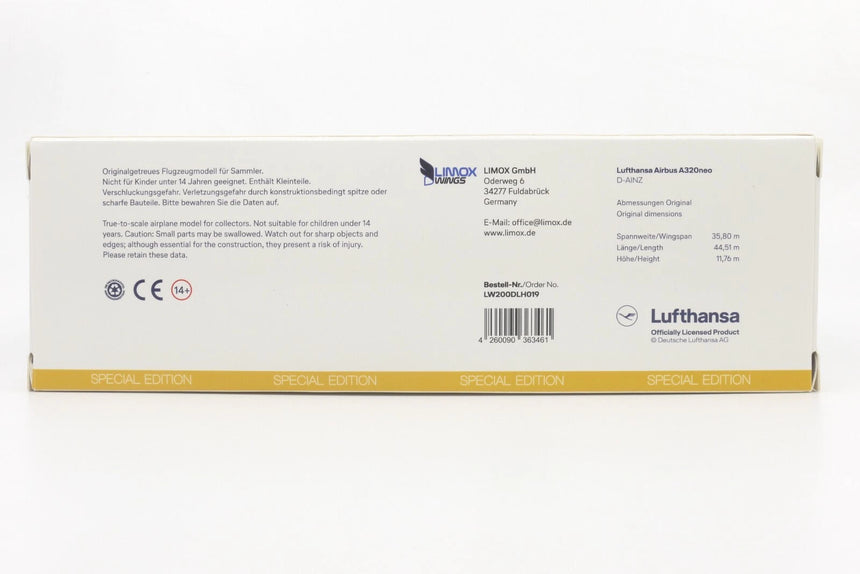 Hogan Lufthansa Airbus A320neo D-AINZ 1/200 Aircraft Scale Model